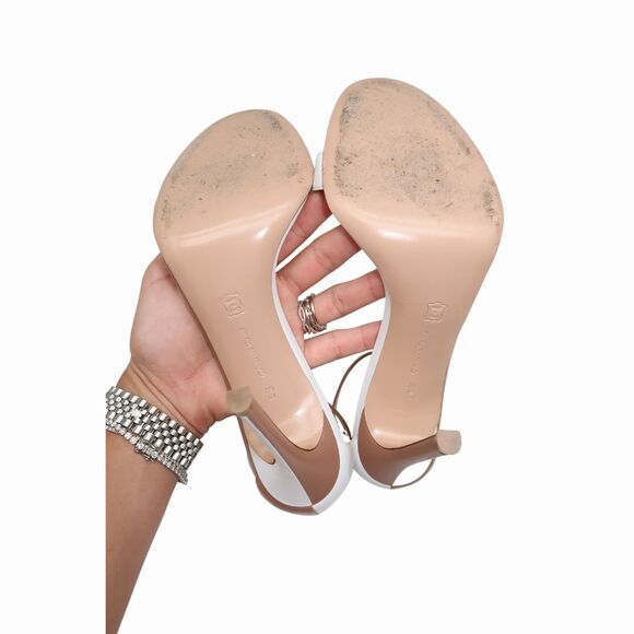 Gianvito Rossi Leather Lady Zweifarbige Heels Sandals Brown White Size 39.5 - Picture 8 of 9